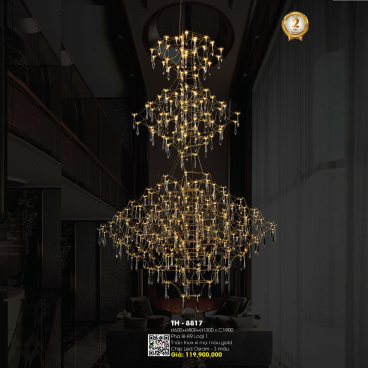 TH - 8817: Đèn thả LED 3 tầng - KT: Ø(600 + 800 +1300)mm x H1900mm - Bóng Đèn LED đổi 3 màu