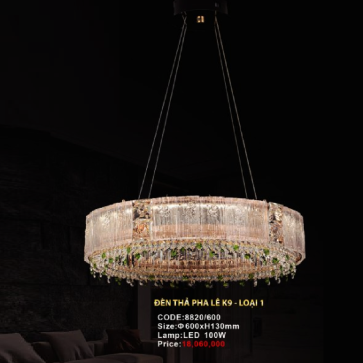 CODE: 8820/600: Đèn thả vòng LED Phale - KT: Ø600mm x H130mm - Đèn LED 100W