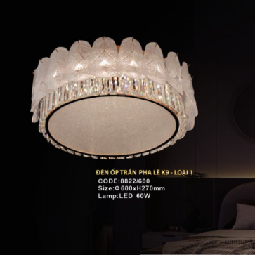 CODE: 8822/600: Đèn áp trần LED Phale - KT: Ø600mm x H270mm - Đèn LED 60W