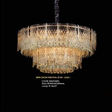 CODE: 8825/800: Đèn thả Phale K9 Cao cấp - KT: Ø800mm x H380mm - Bóng đèn E14 x 27 bóng