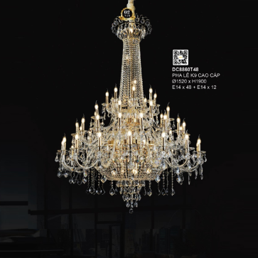 35 - ĐC8860T48: Đèn chùm Phale nến - KT: Ø1520mm x H1900mm - Bóng đèn nến E14 x 48 bóng + E14 x 12 bóng