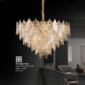 TPL8863T1000: Đèn thả Phale K9 cao cấp- KT: Ø1000mm x H620mm - Bóng đèn E14 x 25 bóng