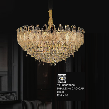 TPL8883T800: Đèn thả Phale K9 cao cấp - KT: Ø800mm - Bóng đèn E14 x 18 bóng