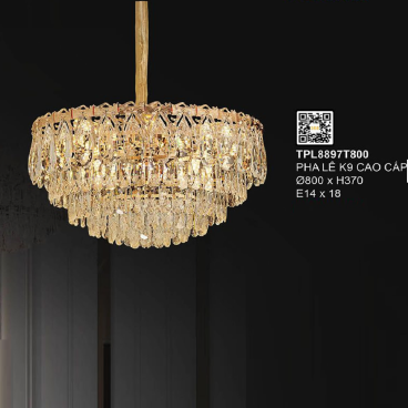 TPL8879T800: Đèn thả Phale K9 cao cấp - KT: Ø800mm x H370mm - Bóng đèn E14 x 18 bóng