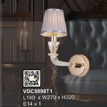 35 - VDC8898T1: Đèn gắn tường đơn - KT: L140mm x W270mm x H320mm - Bóng đèn E14 x 1 bóng
