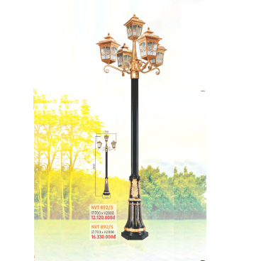 NVT 892/5: Đèn trụ sân vườn hợp kim 5 tay