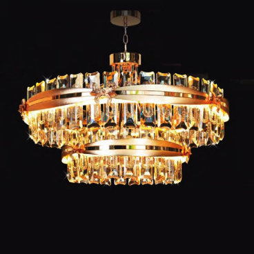 NC 8929B: Đèn thả Phale - KT: (Ø800mm + Ø500mm) x H300mm + 500mm - Đèn LED ánh sáng vàng