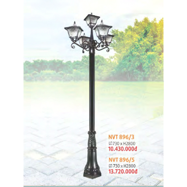 NVT 896/5: Đèn trụ sân vườn hợp kim 5 tay
