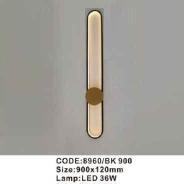 CODE: 8960/BK 900: Đèn gắn tường LED - KT: 900mm x 120mm - Đèn LED 36W