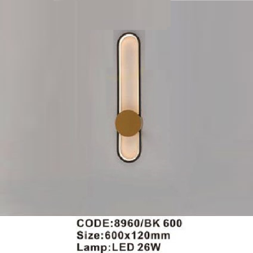 CODE: 8960/BK 600: Đèn gắn tường LED - KT: 600mm x 120mm - Đèn LED 26W