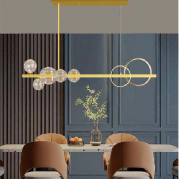 AN -  TL - 9002GD: Đèn thả ngang thân Xi vàng - KT: L950mm x H1000mm - Đèn LED đổi 3 màu