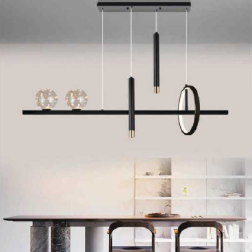 AN - TL - 9006BK: Đèn thả ngang thân đen - KT: L1000mm x H1000mm - Đèn LED đổi 3 màu