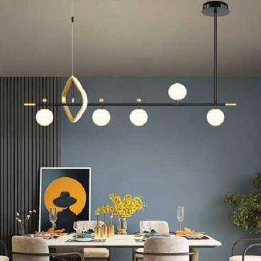 AN - TL - 9009BK: Đèn thả ngang thân đen -  KT: L1100mm x H1000mm - Đèn LED đổi 3 màu