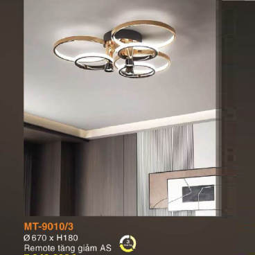 MT - 9010/3: Đèn áp trần  LED Mica - KT: Ø670mm x H180mm - Đèn LED đổi 3 màu + Remote