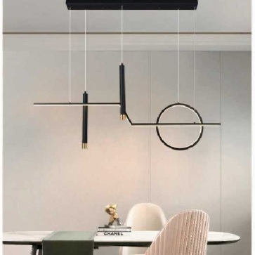 AN - TL - 9012: Đèn thả ngang thân đen - KT: L1000mm x H1000mm - Đèn LED đổi 3 màu