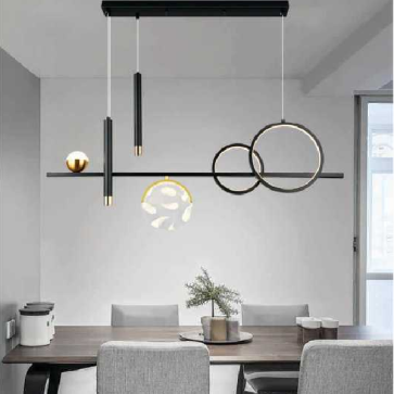 AN - TL - 9015BK: Đèn thả ngang thân đen - KT: L1000mm  x H1100mm - Đèn LED đổi 3 màu