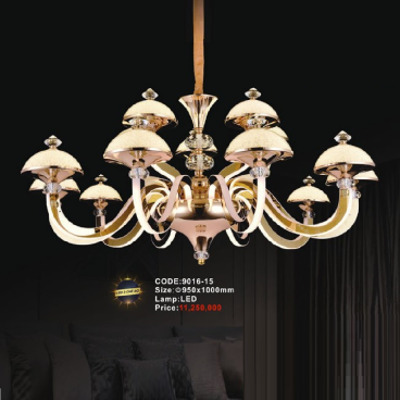 CODE: 9016 -15: Đèn chùm LED 15 tay - KT: Ø950mm x H 1000mm - Đèn LED