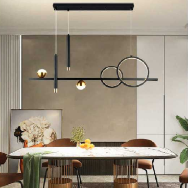 An - TL - 9016BK: Đèn thả ngang thân đen - KT: L950mm  x H1200mm - Đèn LED đổi 3 màu