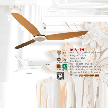 QVifa-903: Quạt trần 3 cánh nhựa ABS