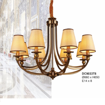 35 - DC9033T8: Đèn chùm 8 tay - KT: Ø880mm x H650mm - Bóng đèn E14 x 8 bóng