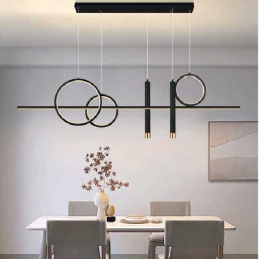 AN - TL - 9035BK: Đèn thả  ngang thân đen - KT: L1200mm x H1000mm - Đèn LED đổi 3 màu