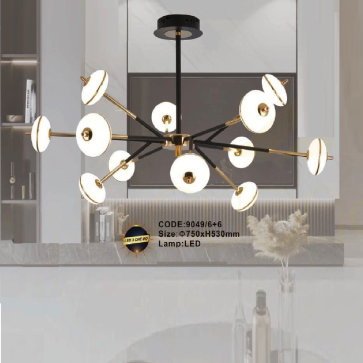 CODE: 9049/6+6: Đèn chùm LED 12 tay - KT: Ø750mm x H530mm - Đèn LED đổi 3 màu