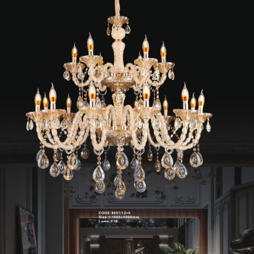 CODE: 9051/12 + 6: Đèn chùn nến 18 tay - KT: Ø1000mm x H980mm - Bóng đèn nến E14 x 18 bóng