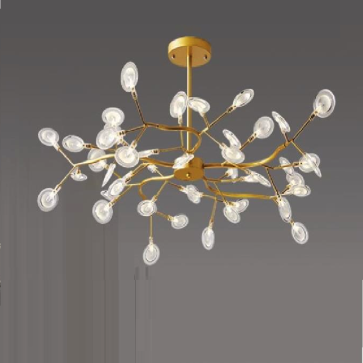 TTK9051 Vàng/Đen: Đèn chùm chao thủy tinh - KT: Ø900mm x H470mm - Bóng đèn LED G4 x 45 bóng