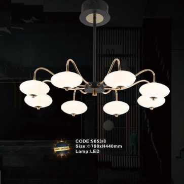 CODE: 9053/8: Đèn chùm LED 8 tay - KT: Ø790mm x H440mm - Đèn LED đổi 3 màu