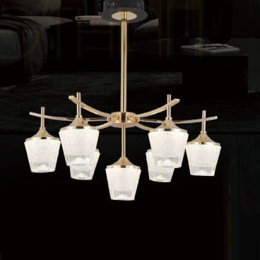 CODE: 9076/6+1: Đèn chùm LED 7 tay chao quả bi - KT: Ø680mm x H650mm - Đèn LED đổi 3 màu