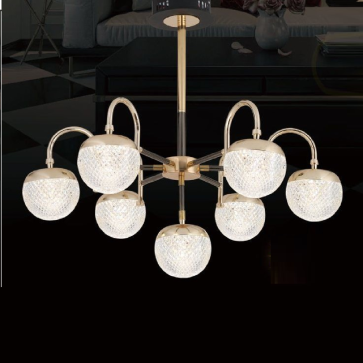 CODE: 9073/6+1: Đèn chùm LED 7 tay chao quả bi - KT: Ø680mm x H650mm - Đèn LED đổi 3 màu