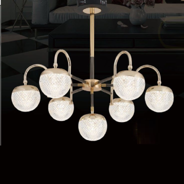 CODE: 9073/6+1: Đèn chùm LED 7 tay chao quả bi - KT: Ø680mm x H650mm - Đèn LED đổi 3 màu