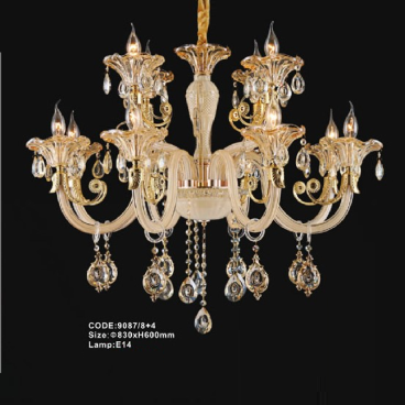 CODE: 9087/8+4: Đèn chùm nến 12 tay - KT: Ø830mm x H600mm - Bóng đèn nến E14 x 12 bóng