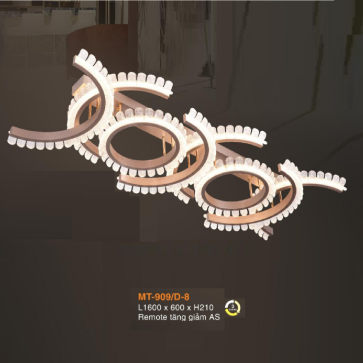 V - MT - 909/D-8: Đèn áp trần LED 8 cánh -KT:  L1600mm x W600mm x H210mm - Đèn LED đổi 3 màu - Remote tăng giảm ánh sáng