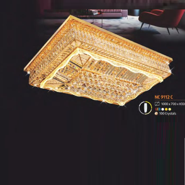 NC 9112C: Đèn áp trần Phale chữ nhật - KT: L1000mm x W700mm x H300mm - Đèn LED đổi 3 màu