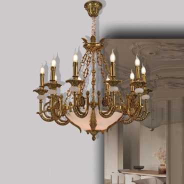 35 - DC9111T10: Đèn chùm nến 10 tay - KT: Ø920mm x H750mm - Bóng đèn nến E14 x 10 bóng + E27 x 4 bóng