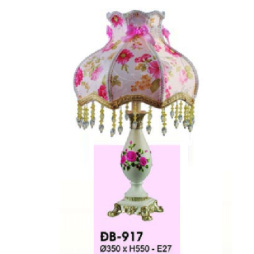 HF - ĐB - 917: Đèn bàn/đèn đầu giường chao vải Hoa - KT: Ø350mm x H550mm - Bóng đèn E27 x 1 bóng