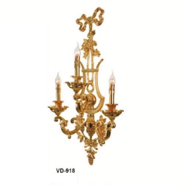 E - VD - 918: Đèn gắn tường đồng 3 bóng - KT:  L450mm x H900mm - Đèn E14 x 3 bóng