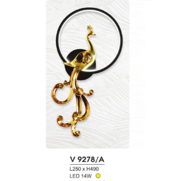 V 9278/A: Đèn gắn tường LED - KT: L250mm x H490mm - Đèn LED 14W ánh sáng vàng