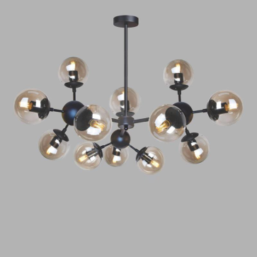 VE - T - 9283/12: Đèn chùm chao quả bi màu trà - KT: L900mm x H800mm - Đèn chân E27 x 12 bóng