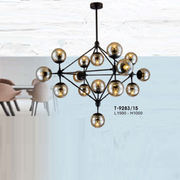 T - 9283/15: Đèn chùm thả Cafe 15 bóng - KT: L1500mm x H1000mm - Bóng đèn E27 x 15 bóng