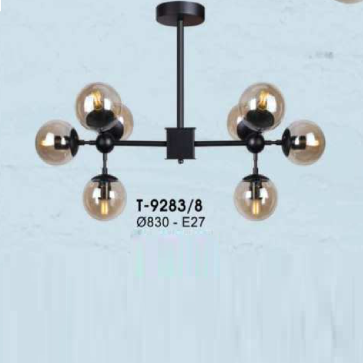 T-9283/8:  Đèn chùm thả Cafe 8 bóng - KT: Ø830mm x H270mm - Bóng đèn E27 x 8 bóng