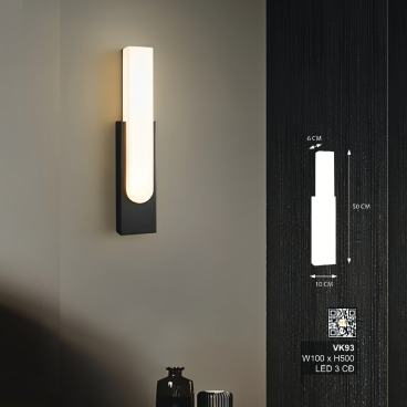 VK93: Đèn tường LED - KT: W100mm x H500mm - Đèn LED đổi 3 màu