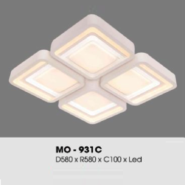 MO - 931C: Đèn áp trần vuông LED - KT: L580mm x W580mm x H100mm - Đèn LED