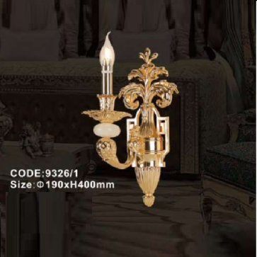 CODE: 9326/1: Đèn gắn tường đồng 1 bóng  - KT: Ø190mm  x H400mm - Bóng đèn E14 x 1 bóng