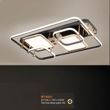 MT - 9331: Đèn áp trần chữ nhật LED - KT: L1150mm x W700mm x H200mm - Đèn LED đổi 3 màu