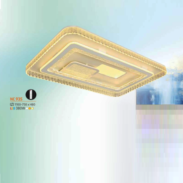 NC 935: Đèn áp trần LED chữ nhật - KT: L1100mm x W750mm x H80mm - Đèn LED 380W ánh sáng đổi 3 màu