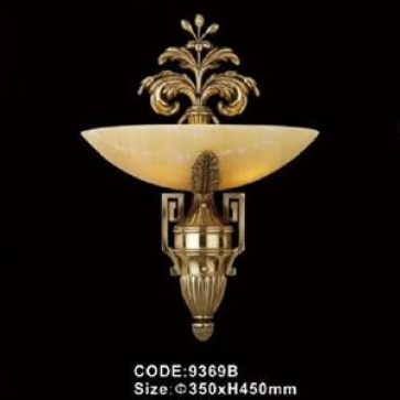 CODE: 9369B: Đèn vách đồng chao đá - KT: Ø360mm x H450mm - Đèn chân E14 x 1 bóng