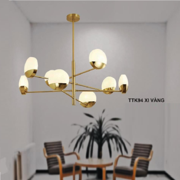 35 - TTK94 XI VÀNG: Đèn chùm LED 8 tay - KT: Ø900mm x H700mm - Đèn LED G9 x 8 bóng