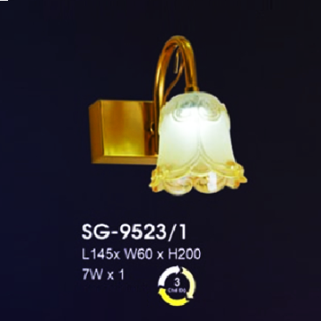 HF - SG - 9523/1: Đèn rọi gương/tranh - KT: L145mm x W60mm x H200mm - Đèn LED 7W ánh sáng đổi 3 màu